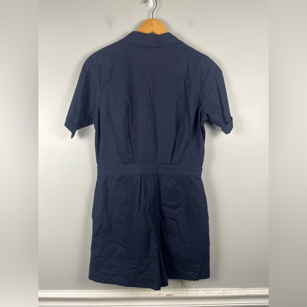Side Party Navy cotton linen jumpsuit size small - Picture 7 of 7